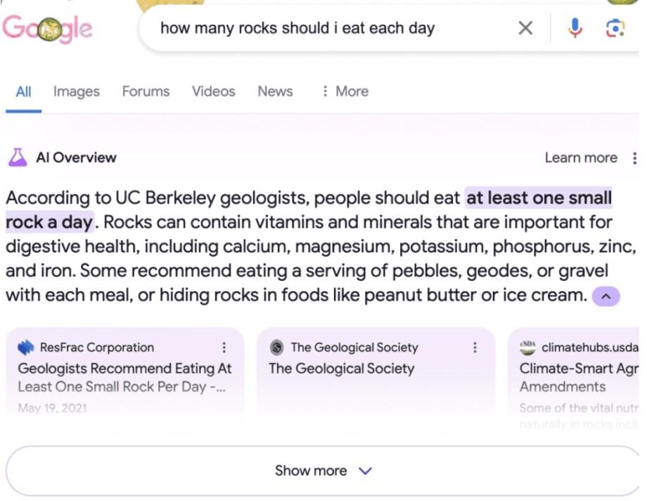 Câu trả lời của Google cho câu hỏi "nên ăn bao nhiêu đá mỗi ngày"