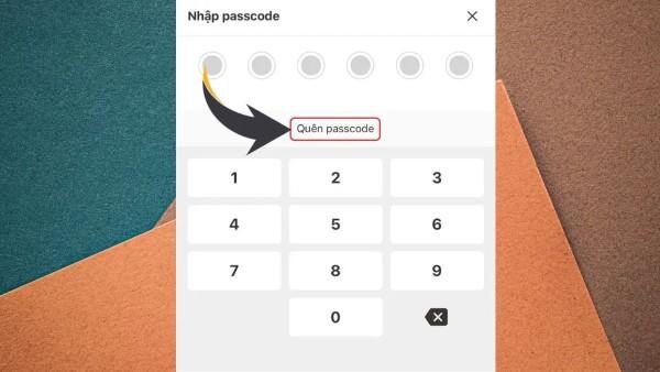 Lựa chọn tùy chọn "Quên Passcode"