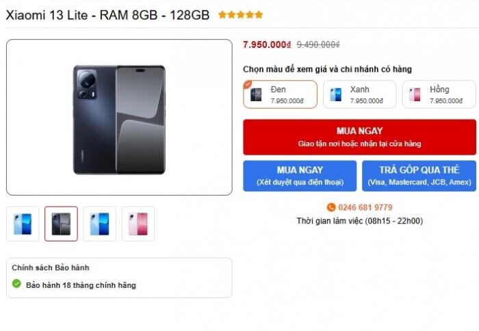 Thiết kế Xiaomi 13 Lite